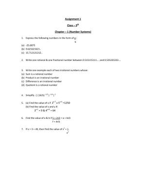 CBSE Worksheets for Class 9 Mathematics Number System Assignment 1