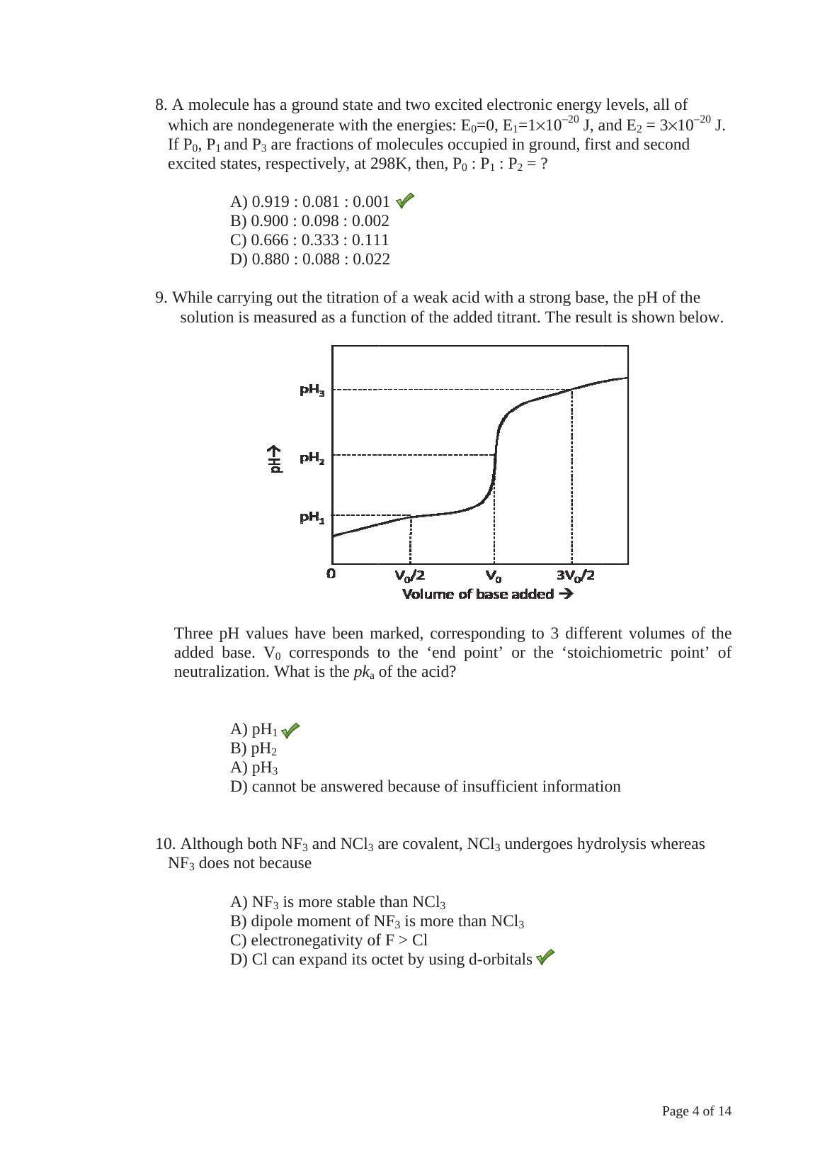 TIFR GS 2014 Chemistry X Question Paper - Page 4