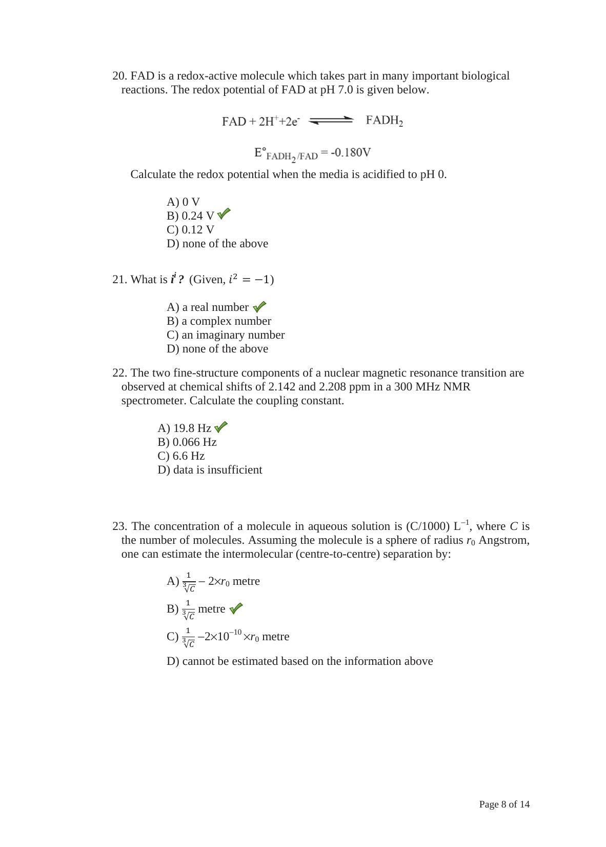 TIFR GS 2014 Chemistry X Question Paper - Page 8