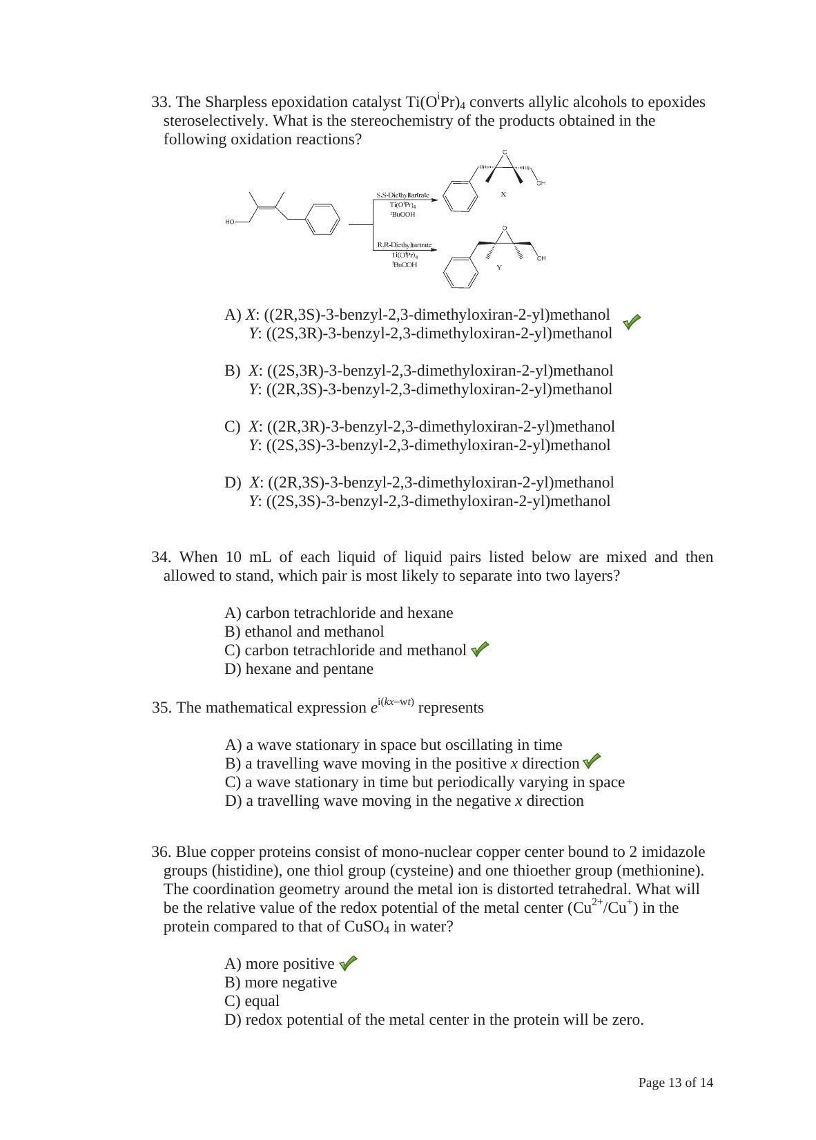 TIFR GS 2014 Chemistry X Question Paper - Page 13