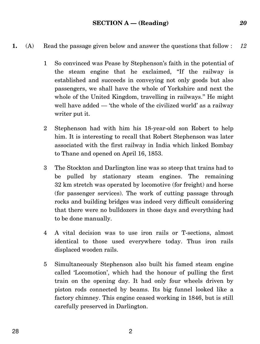CBSE Class 12 28 ENGLISH ELECTIVE NCERT 2018 Question Paper - Page 2