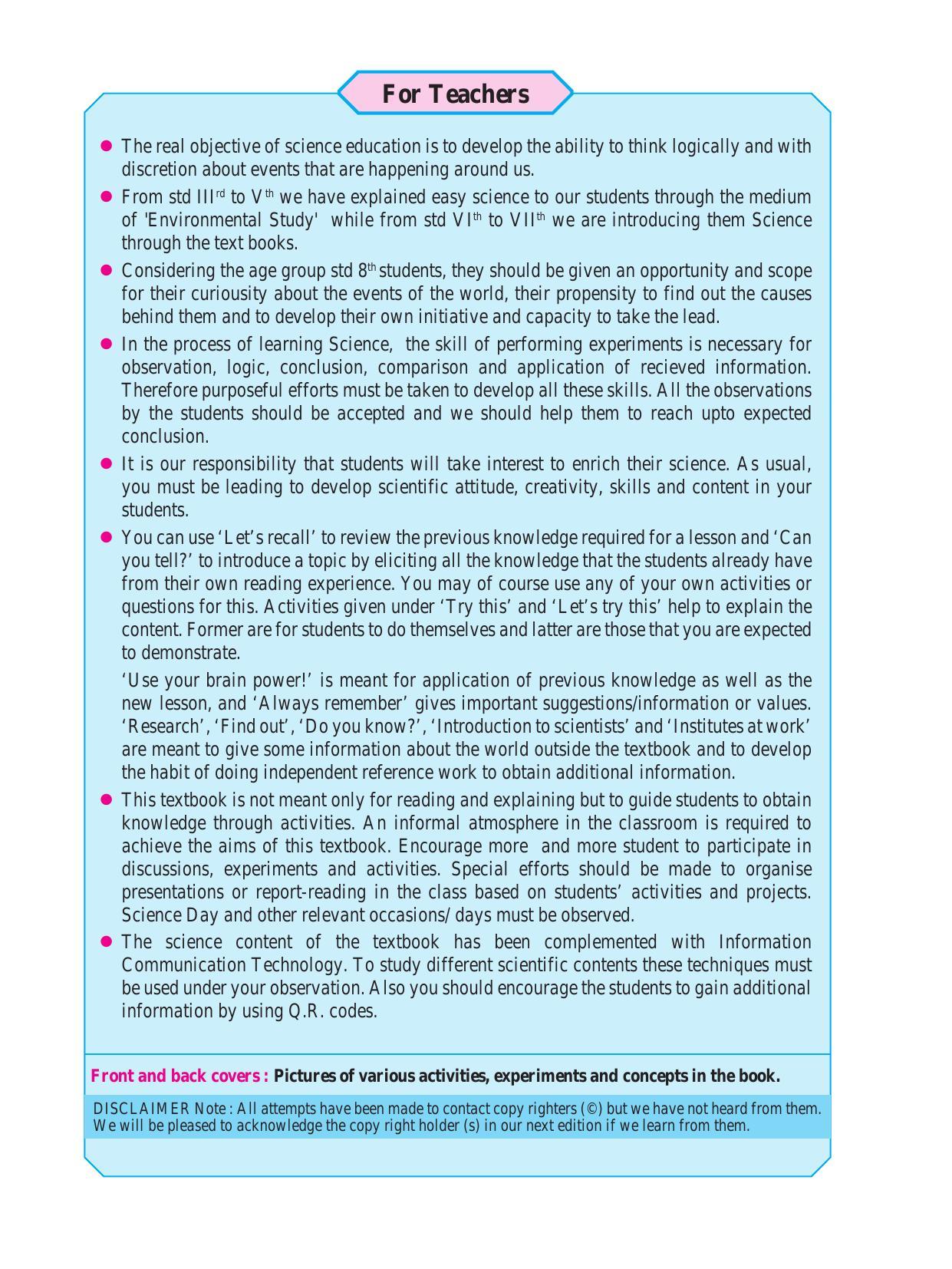 Maharashtra Board Class 8 Science Textbook - Page 8