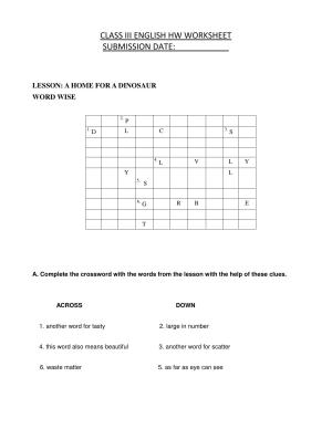 Worksheet for Class 3 English Word Wise Assignment 4