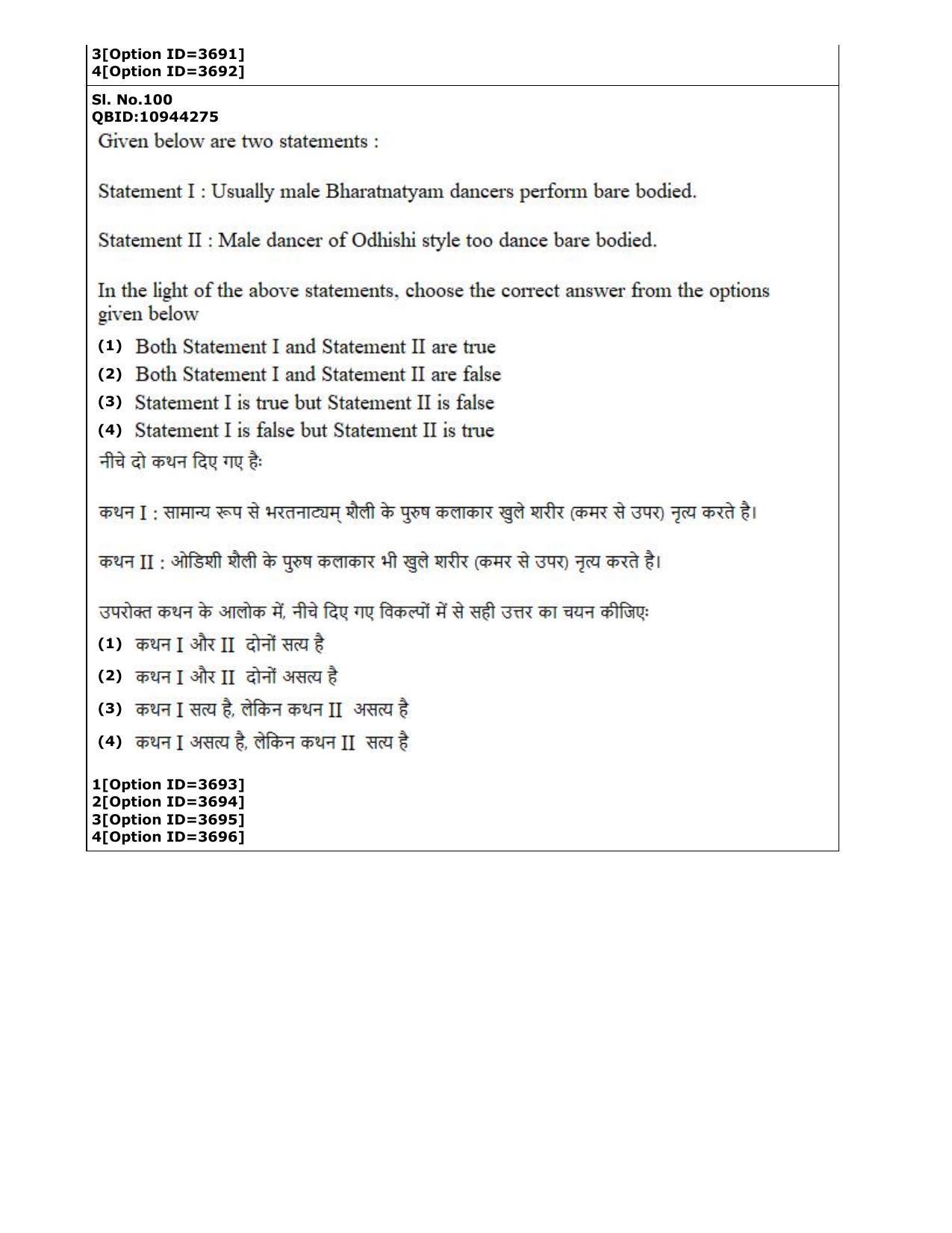 CUET (PG) 2022: PGQP-13 A. Dance (2-09-2022) Question Paper - Page 63