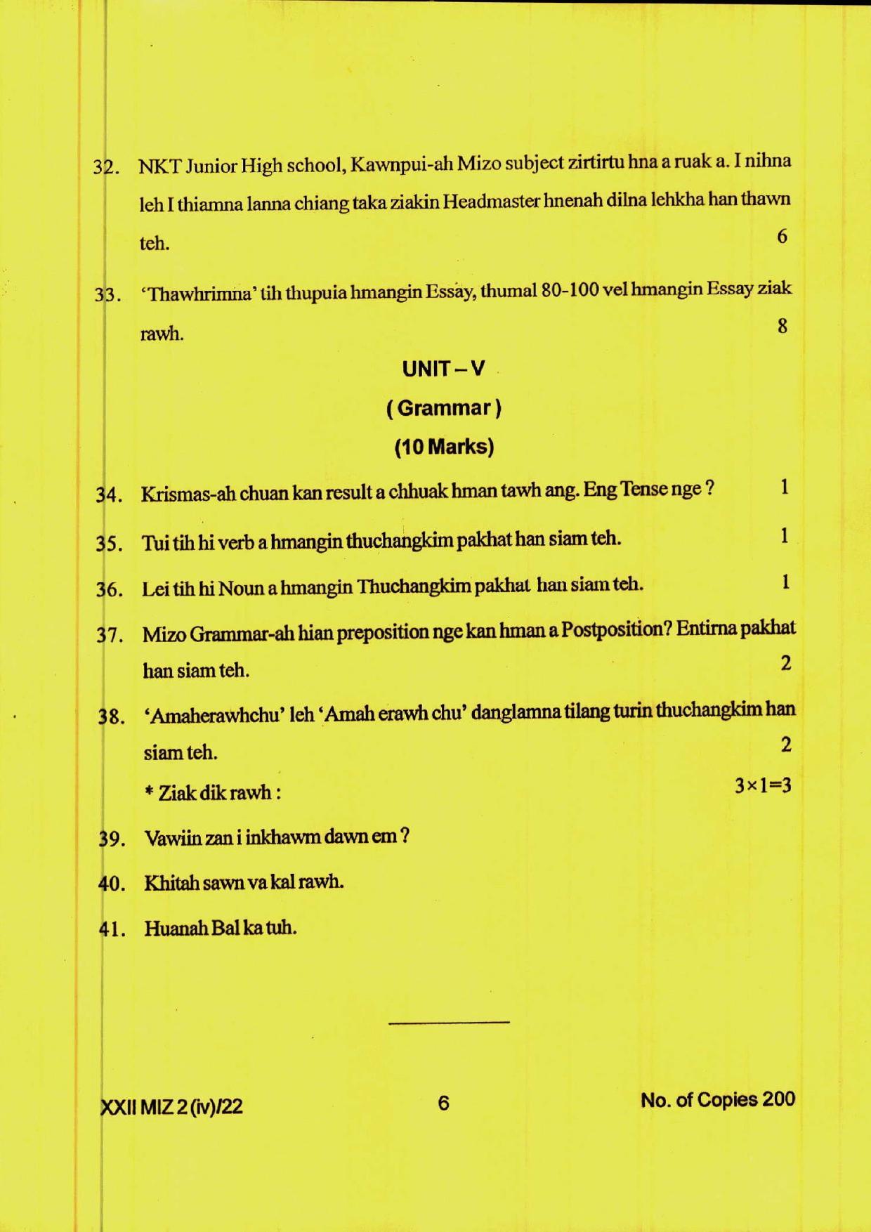 COHSEM 12th Question Papers 2022 Mizo (M.I.L.) - Page 6
