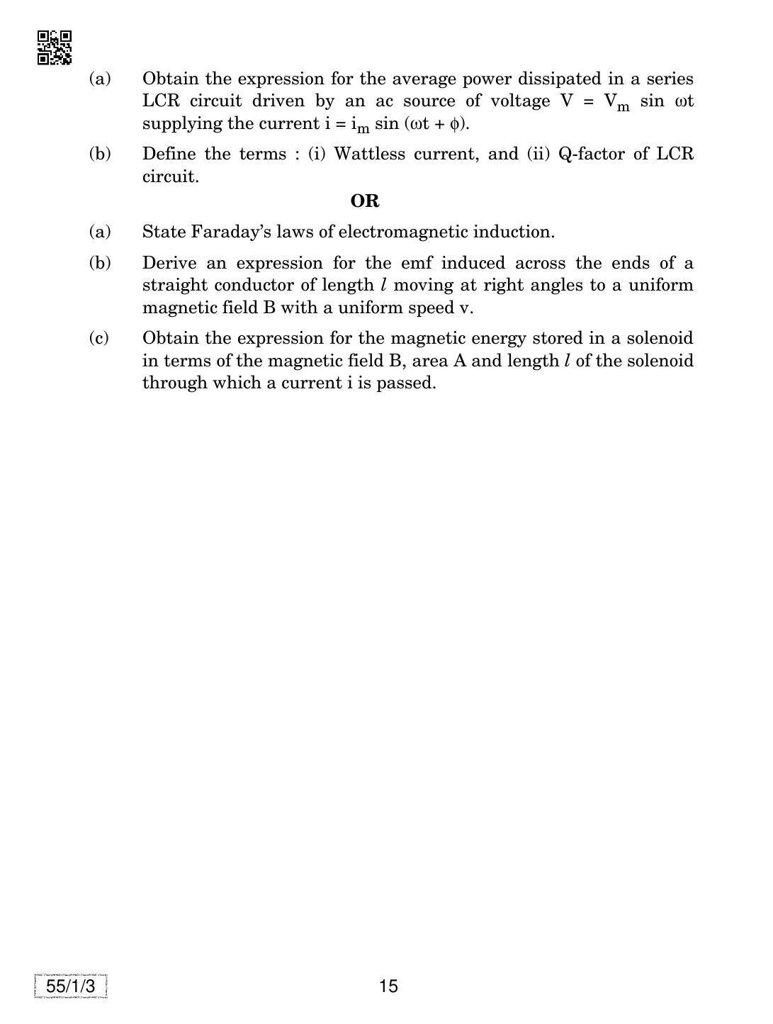CBSE Class 12 55-1-3 PHYSICS 2019 Compartment Question Paper - Page 15