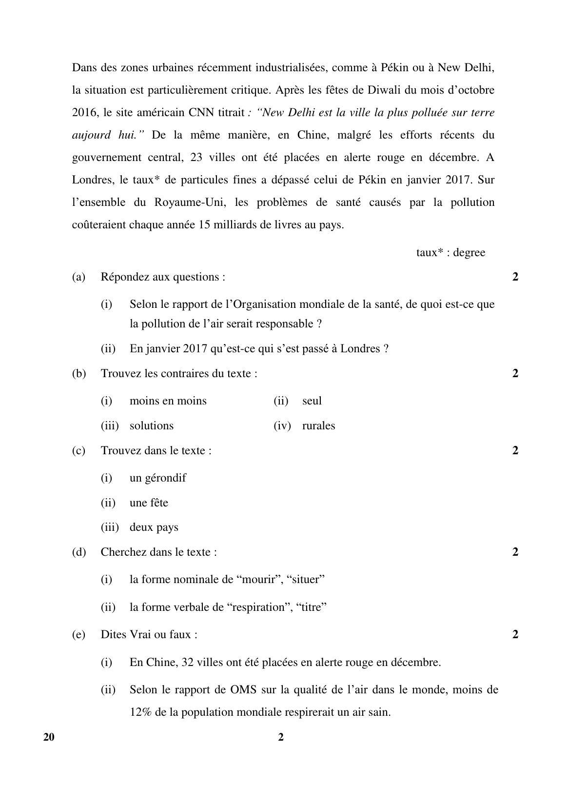 CBSE Class 10 20 (French) 2018 Question Paper - Page 2