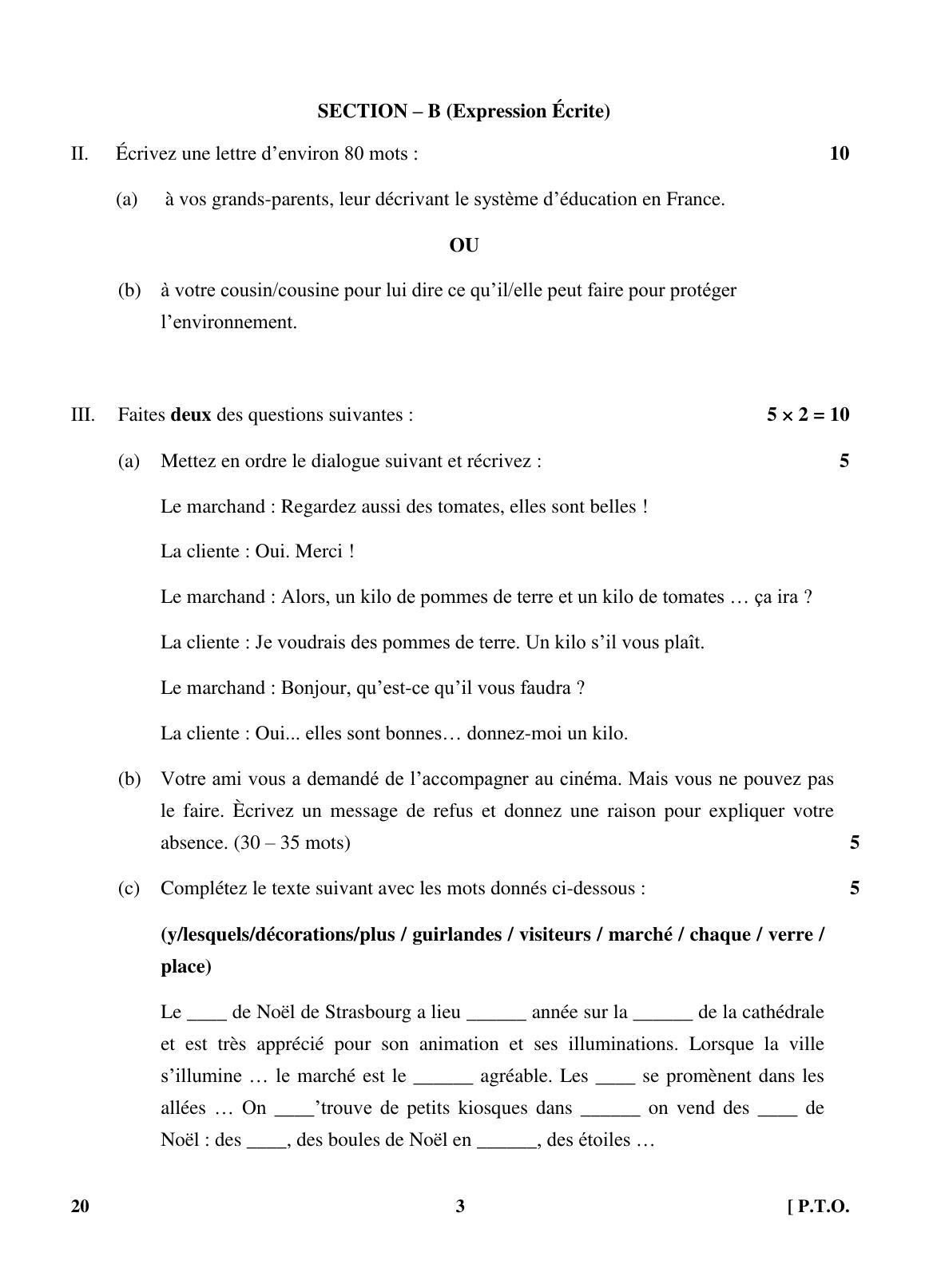 CBSE Class 10 20 (French) 2018 Question Paper - Page 3