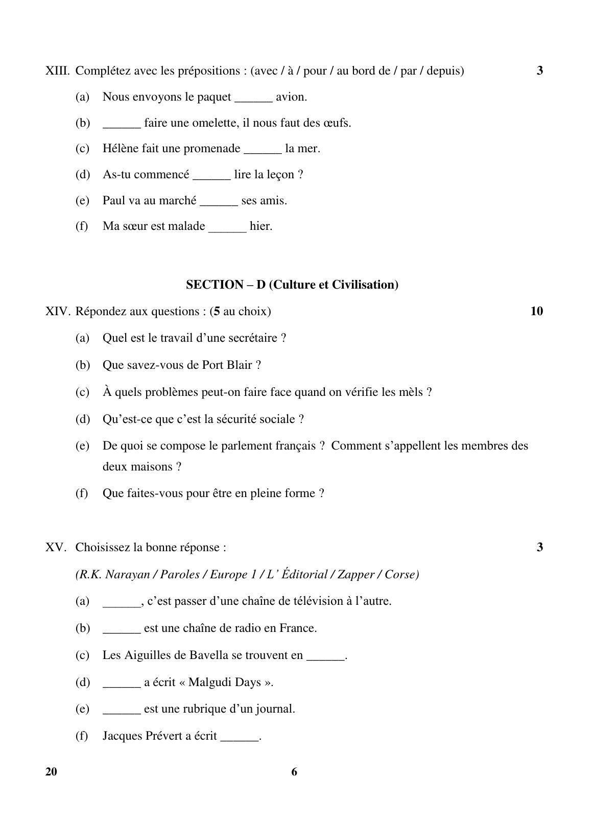 CBSE Class 10 20 (French) 2018 Question Paper - Page 6