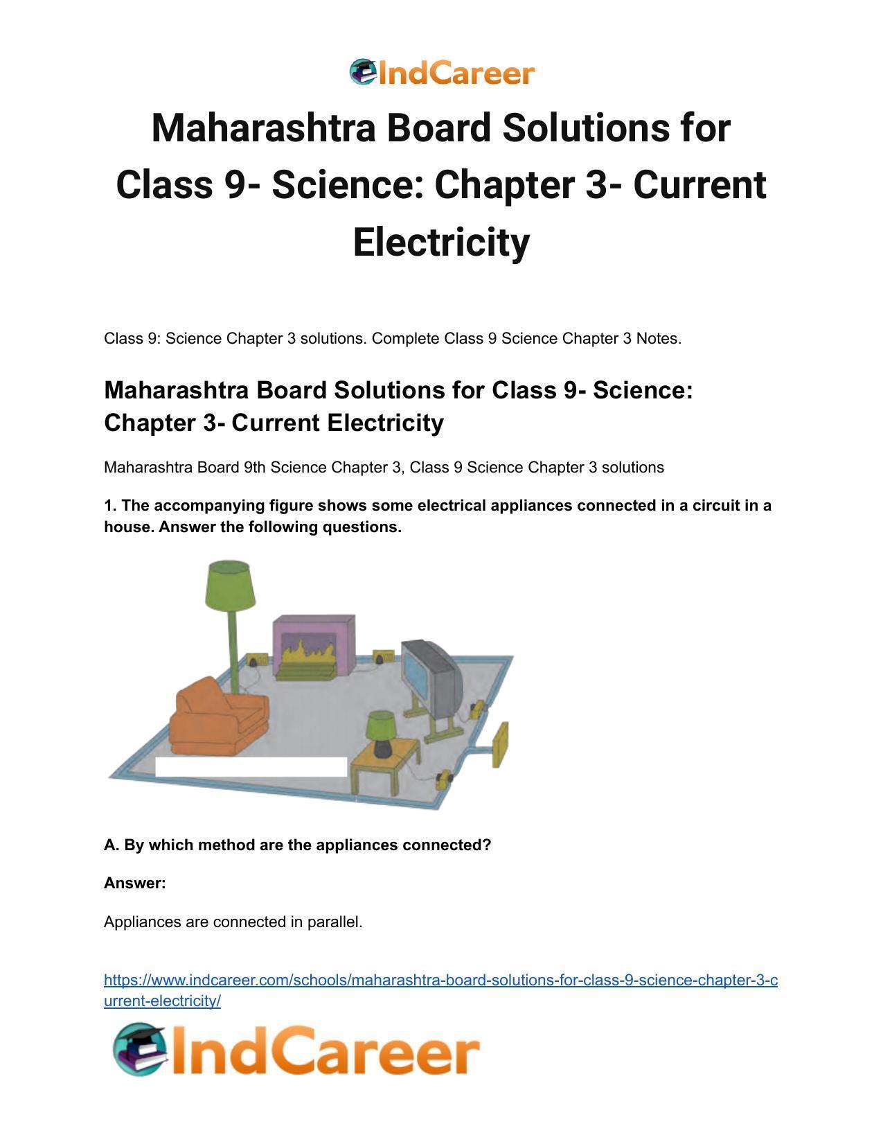 Maharashtra Board Solutions for Class 9- Science: Chapter 3- Current Electricity - Page 2