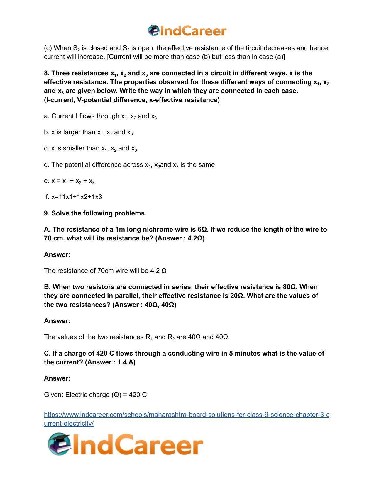 Maharashtra Board Solutions for Class 9- Science: Chapter 3- Current Electricity - Page 6