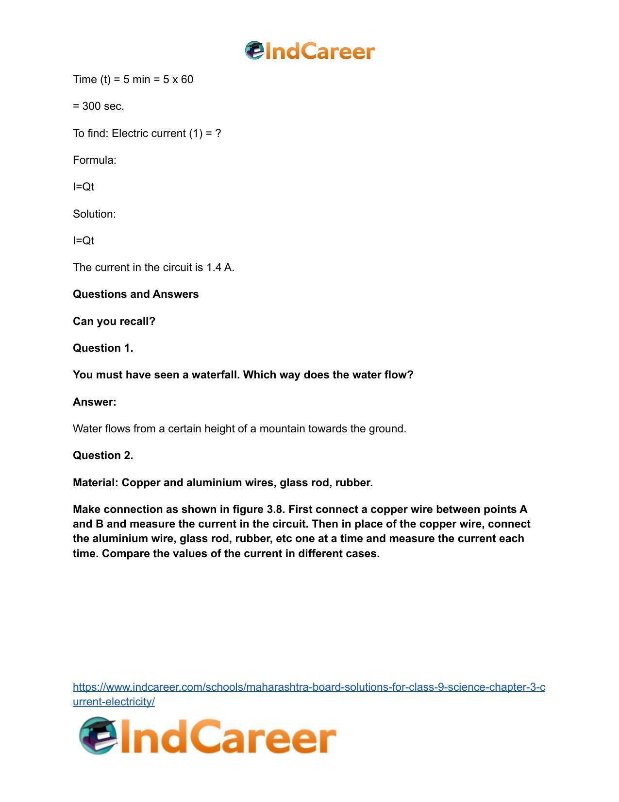Maharashtra Board Solutions for Class 9- Science: Chapter 3- Current Electricity - Page 7