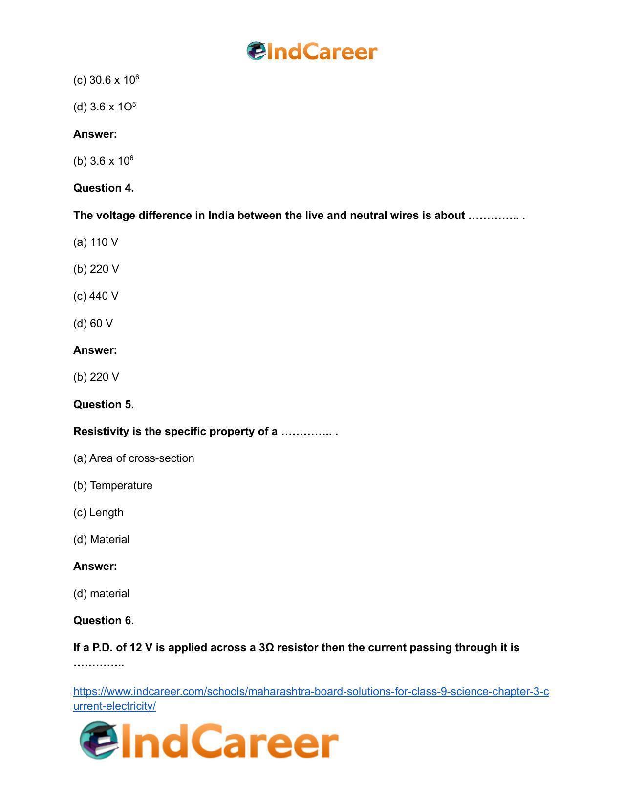 Maharashtra Board Solutions for Class 9- Science: Chapter 3- Current Electricity - Page 12