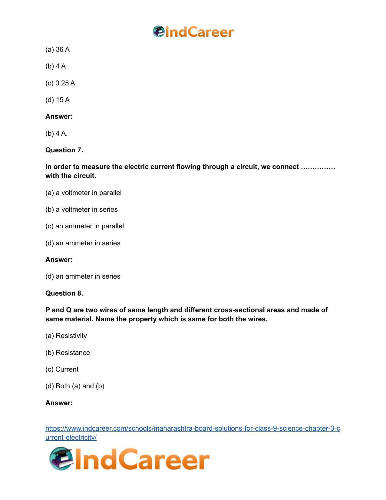Maharashtra Board Solutions for Class 9- Science: Chapter 3- Current Electricity - Page 13
