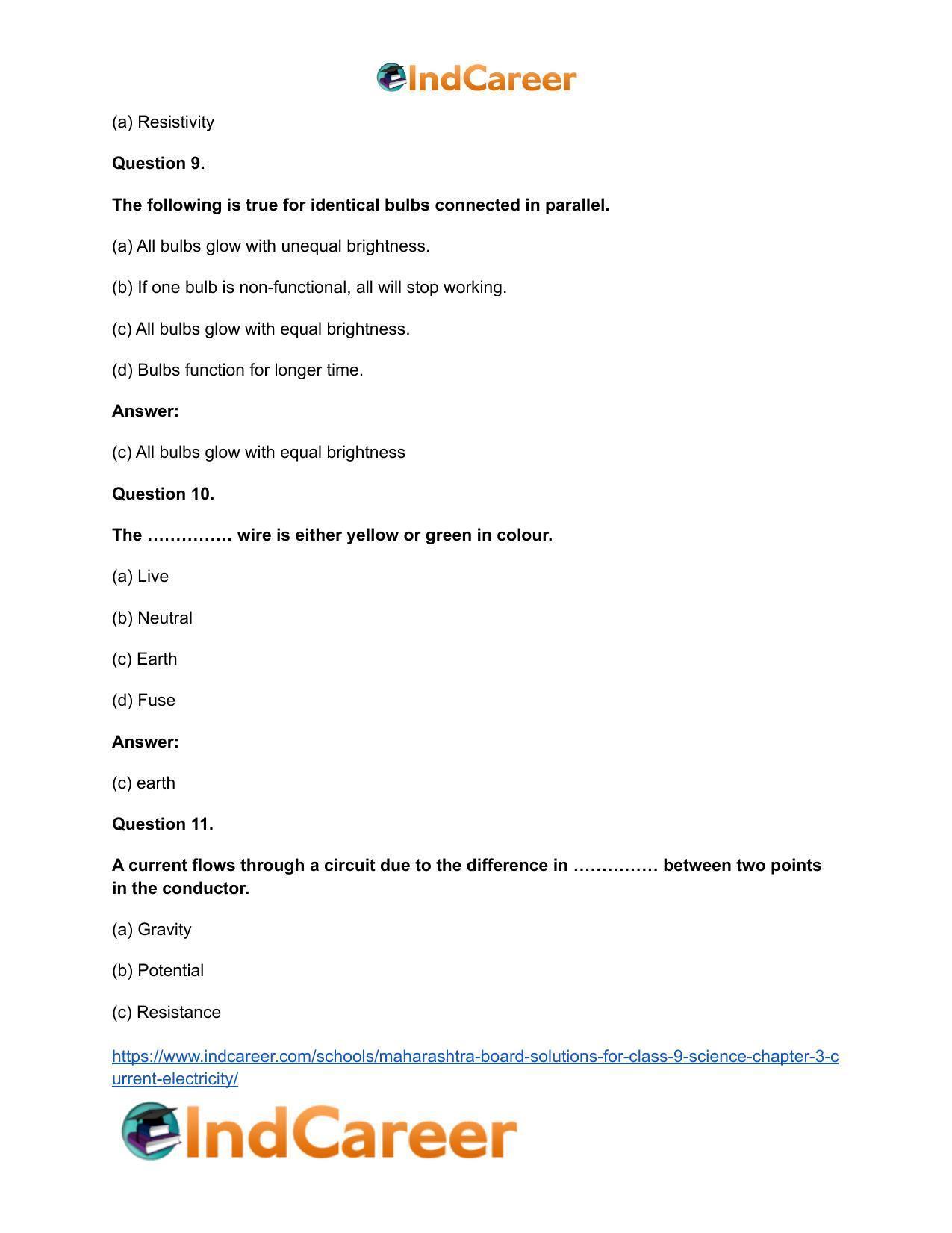Maharashtra Board Solutions for Class 9- Science: Chapter 3- Current Electricity - Page 14
