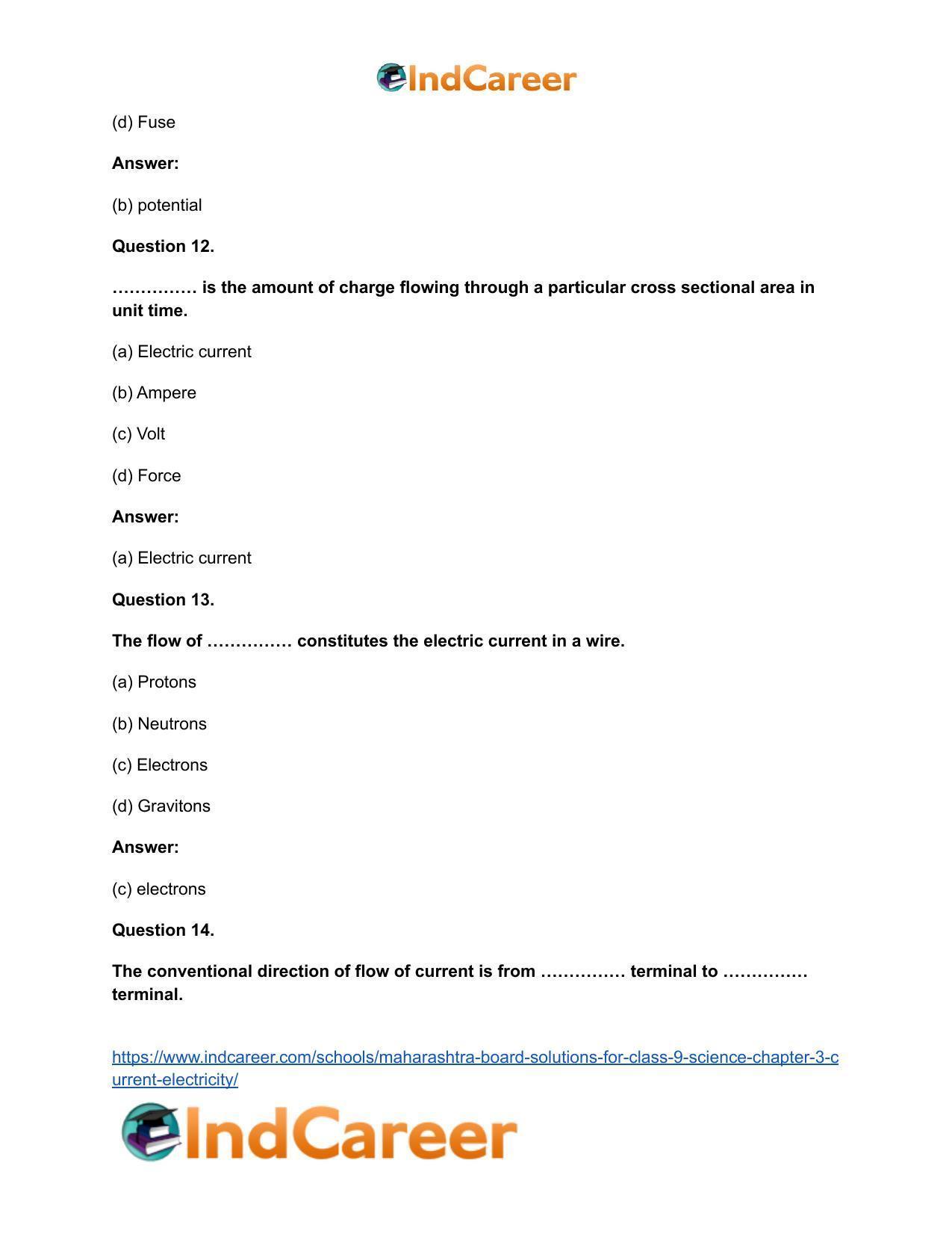 Maharashtra Board Solutions for Class 9- Science: Chapter 3- Current Electricity - Page 15