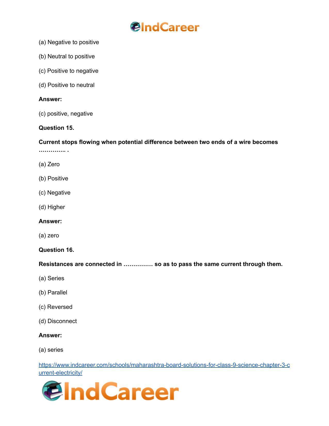 Maharashtra Board Solutions for Class 9- Science: Chapter 3- Current Electricity - Page 16