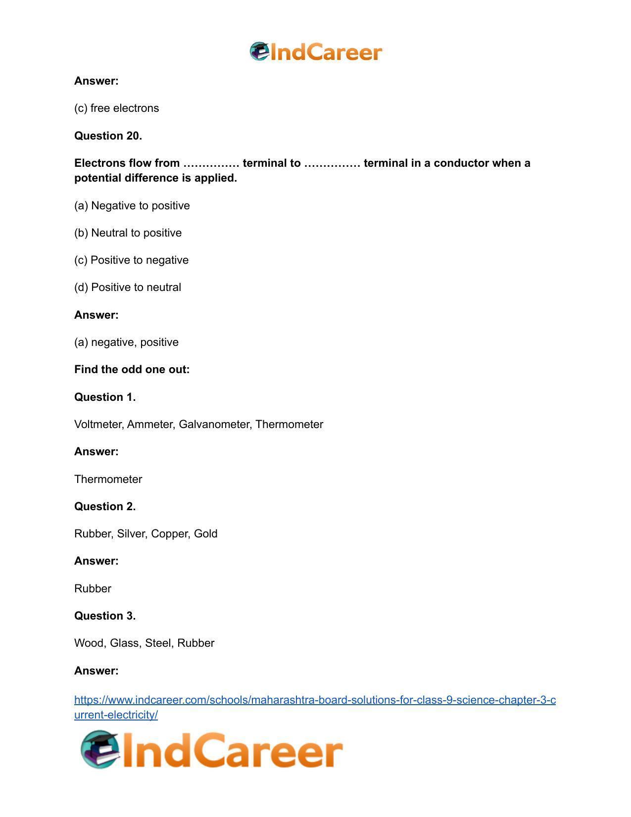 Maharashtra Board Solutions for Class 9- Science: Chapter 3- Current Electricity - Page 18