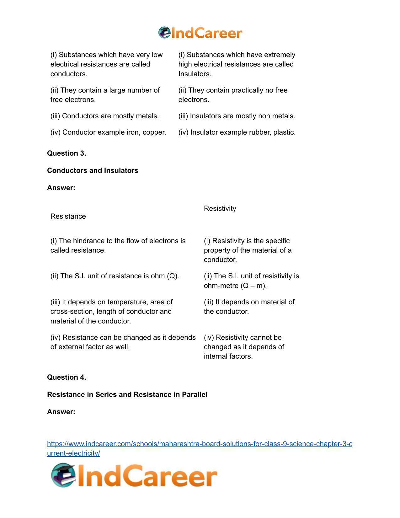 Maharashtra Board Solutions for Class 9- Science: Chapter 3- Current Electricity - Page 20