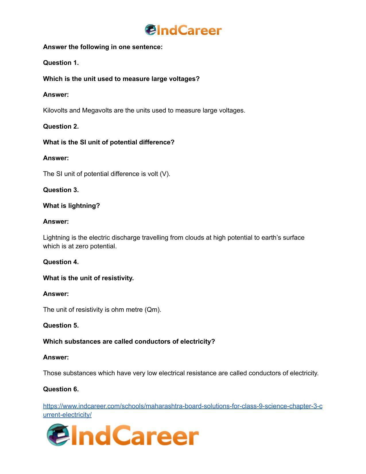 Maharashtra Board Solutions for Class 9- Science: Chapter 3- Current Electricity - Page 24