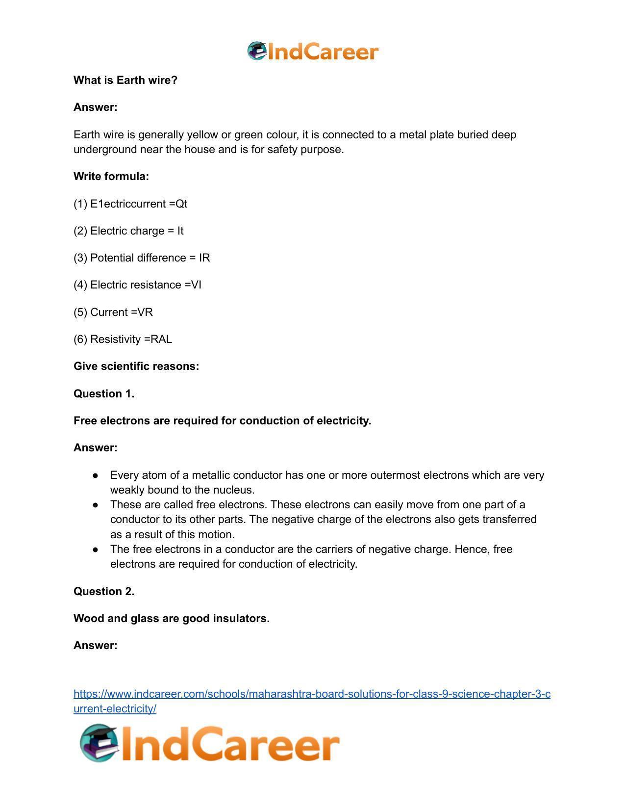 Maharashtra Board Solutions for Class 9- Science: Chapter 3- Current Electricity - Page 25