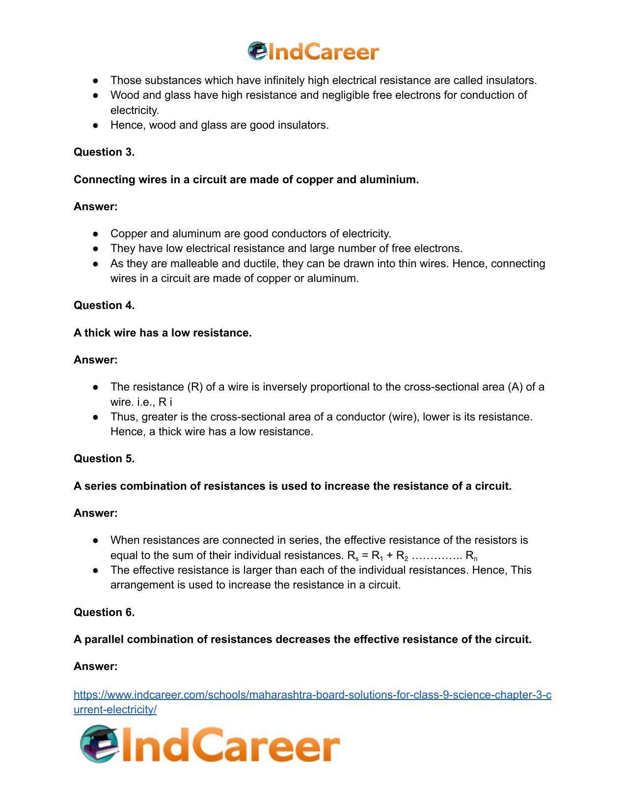 Maharashtra Board Solutions for Class 9- Science: Chapter 3- Current Electricity - Page 26