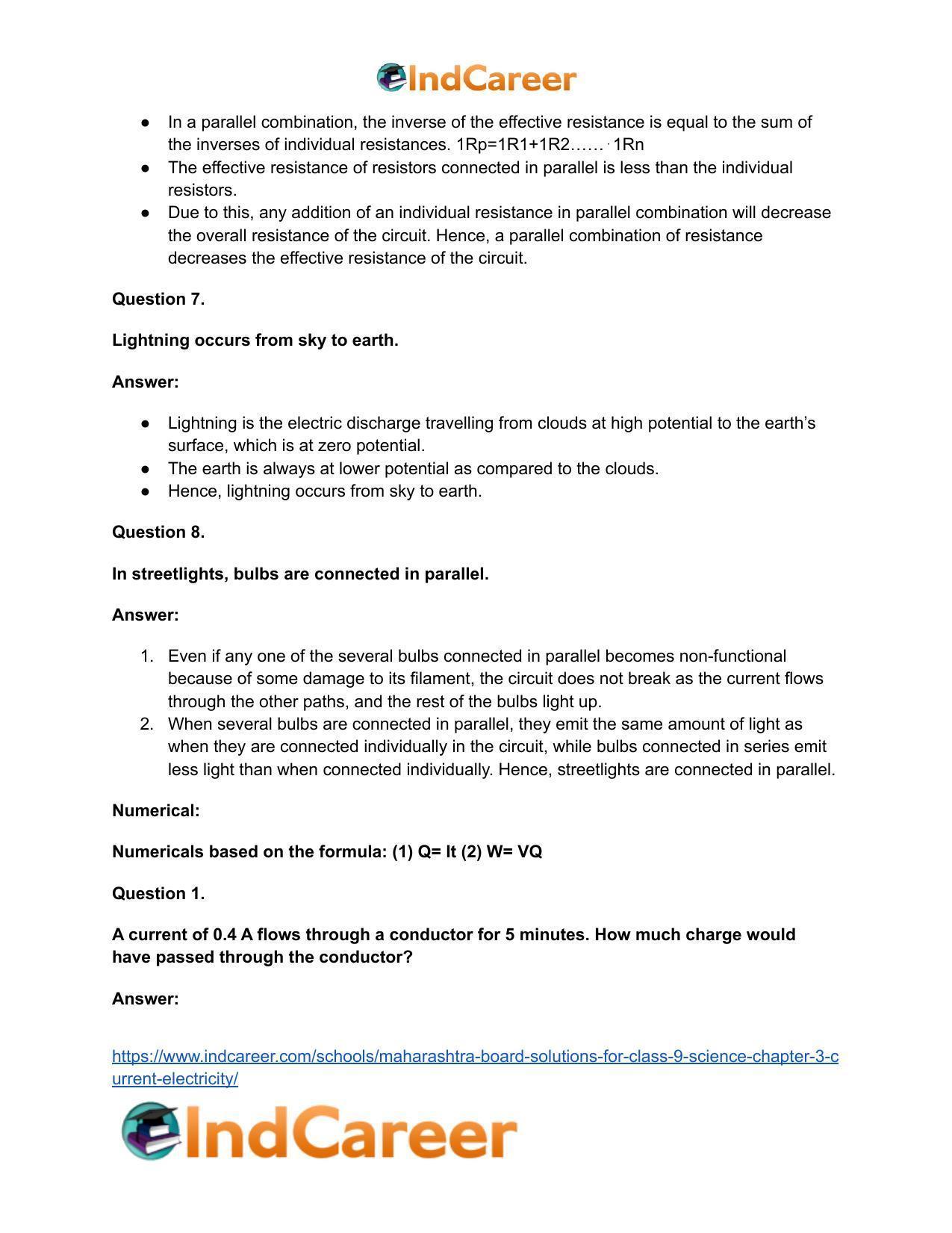 Maharashtra Board Solutions for Class 9- Science: Chapter 3- Current Electricity - Page 27