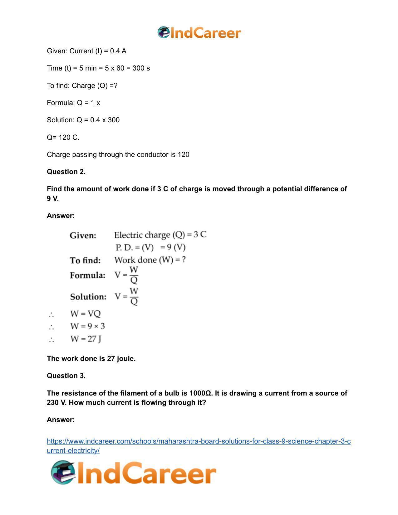 Maharashtra Board Solutions for Class 9- Science: Chapter 3- Current Electricity - Page 28