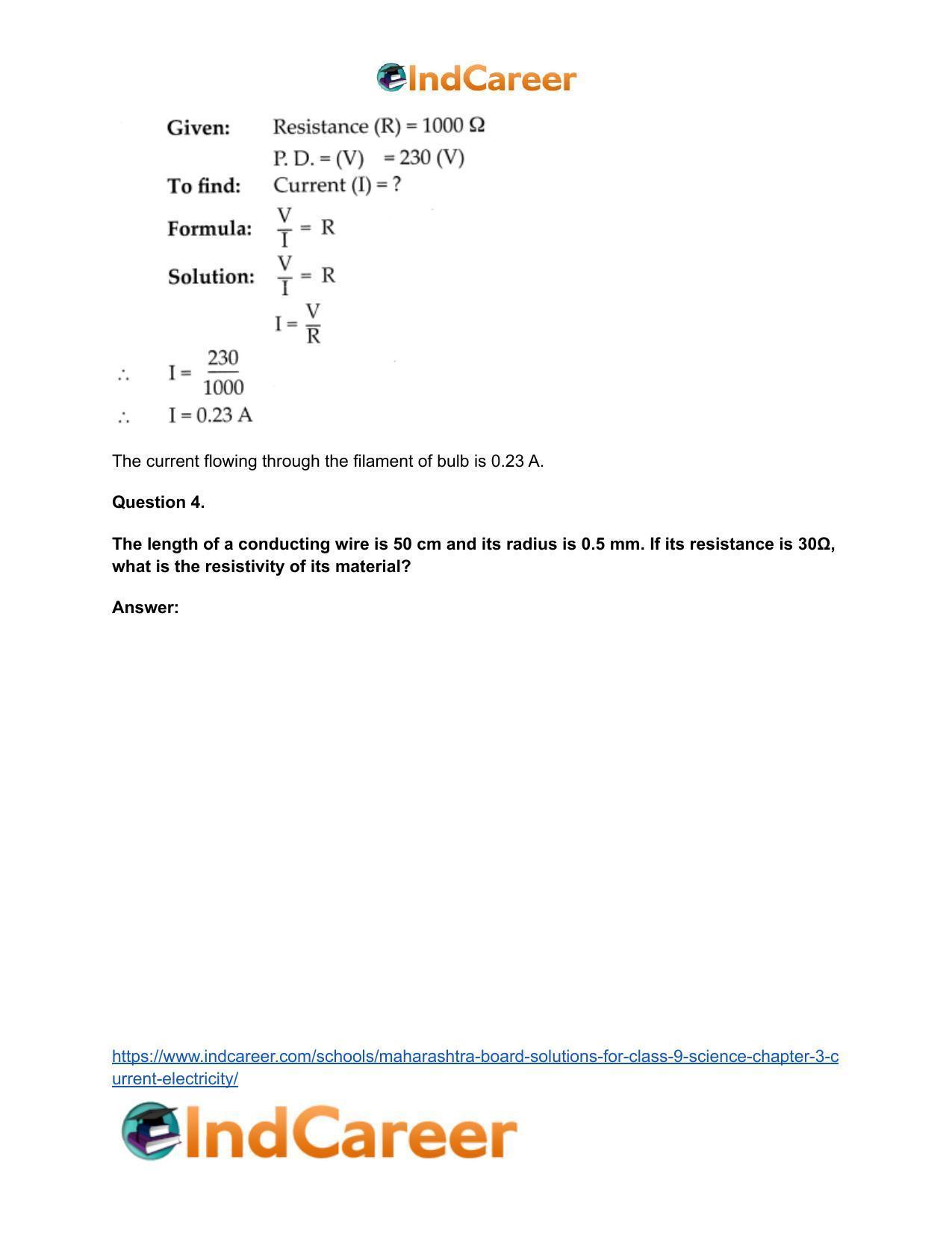 Maharashtra Board Solutions for Class 9- Science: Chapter 3- Current Electricity - Page 29