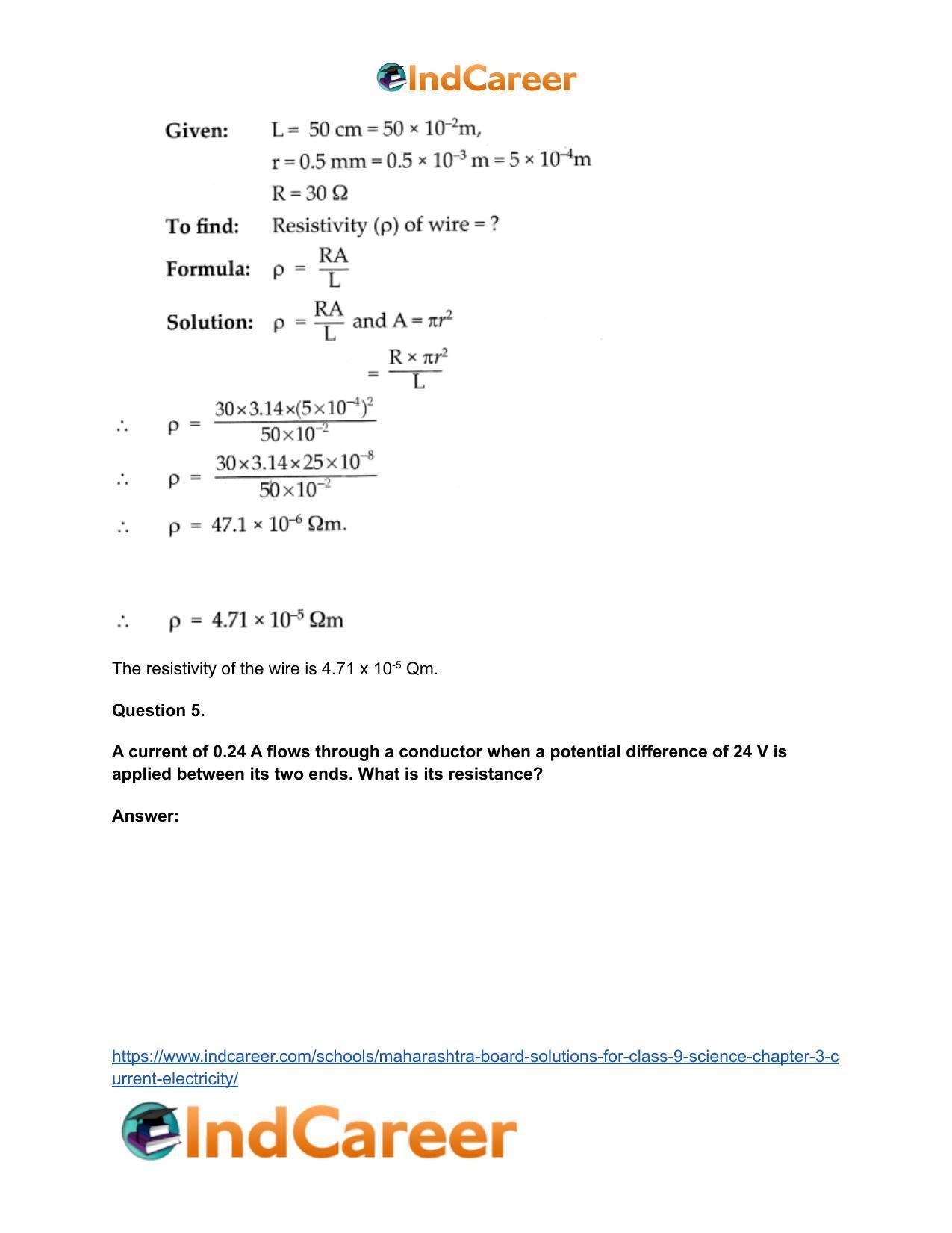 Maharashtra Board Solutions for Class 9- Science: Chapter 3- Current Electricity - Page 30
