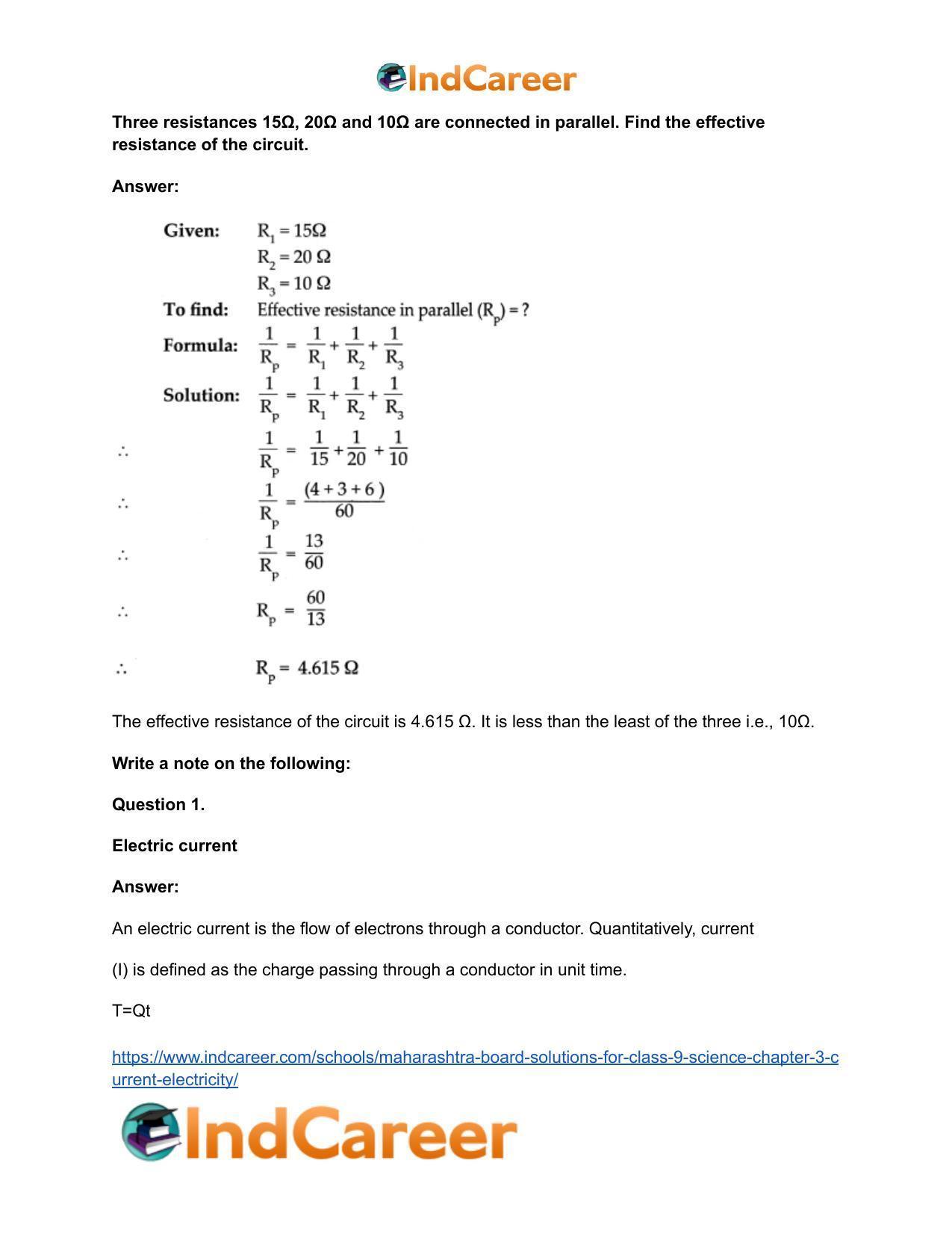 Maharashtra Board Solutions for Class 9- Science: Chapter 3- Current Electricity - Page 32