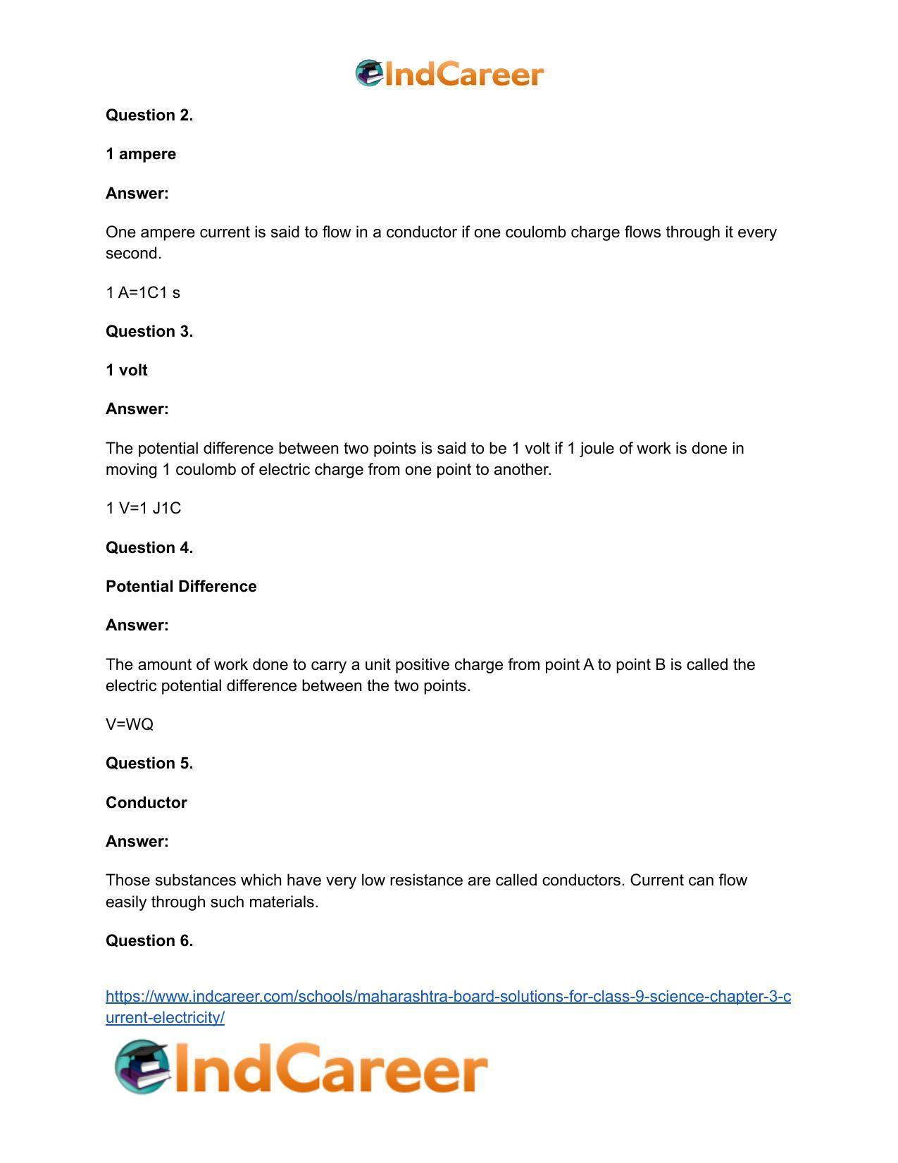 Maharashtra Board Solutions for Class 9- Science: Chapter 3- Current Electricity - Page 33