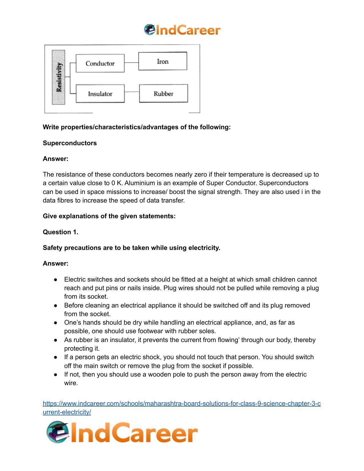 Maharashtra Board Solutions for Class 9- Science: Chapter 3- Current Electricity - Page 36