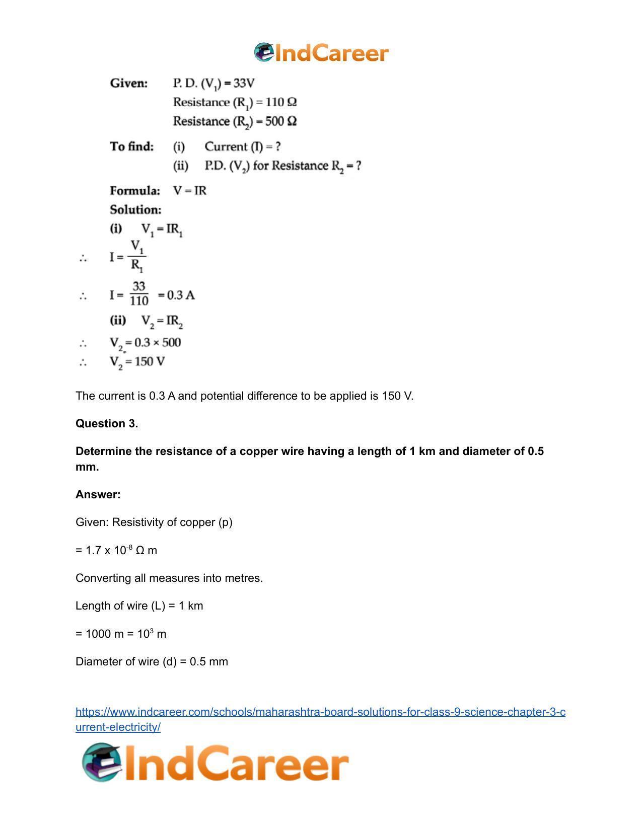 Maharashtra Board Solutions for Class 9- Science: Chapter 3- Current Electricity - Page 41