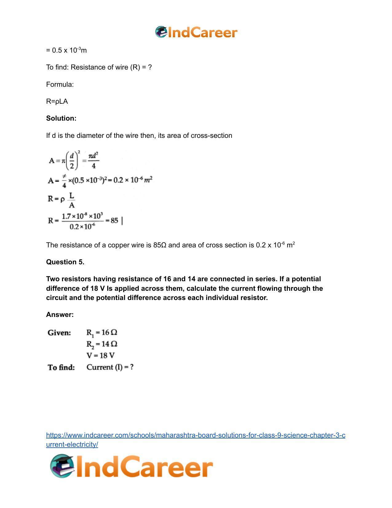 Maharashtra Board Solutions for Class 9- Science: Chapter 3- Current Electricity - Page 42