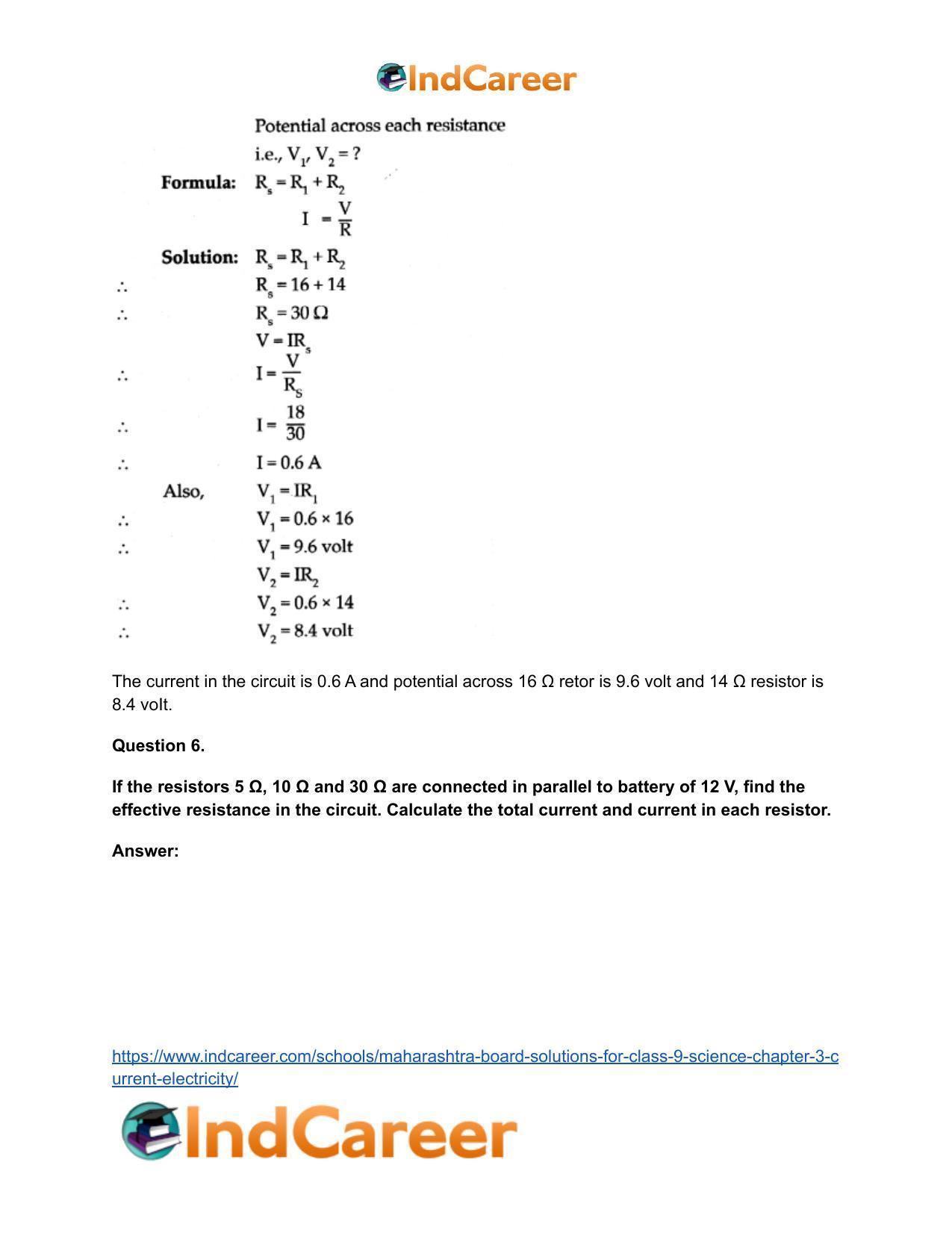 Maharashtra Board Solutions for Class 9- Science: Chapter 3- Current Electricity - Page 43