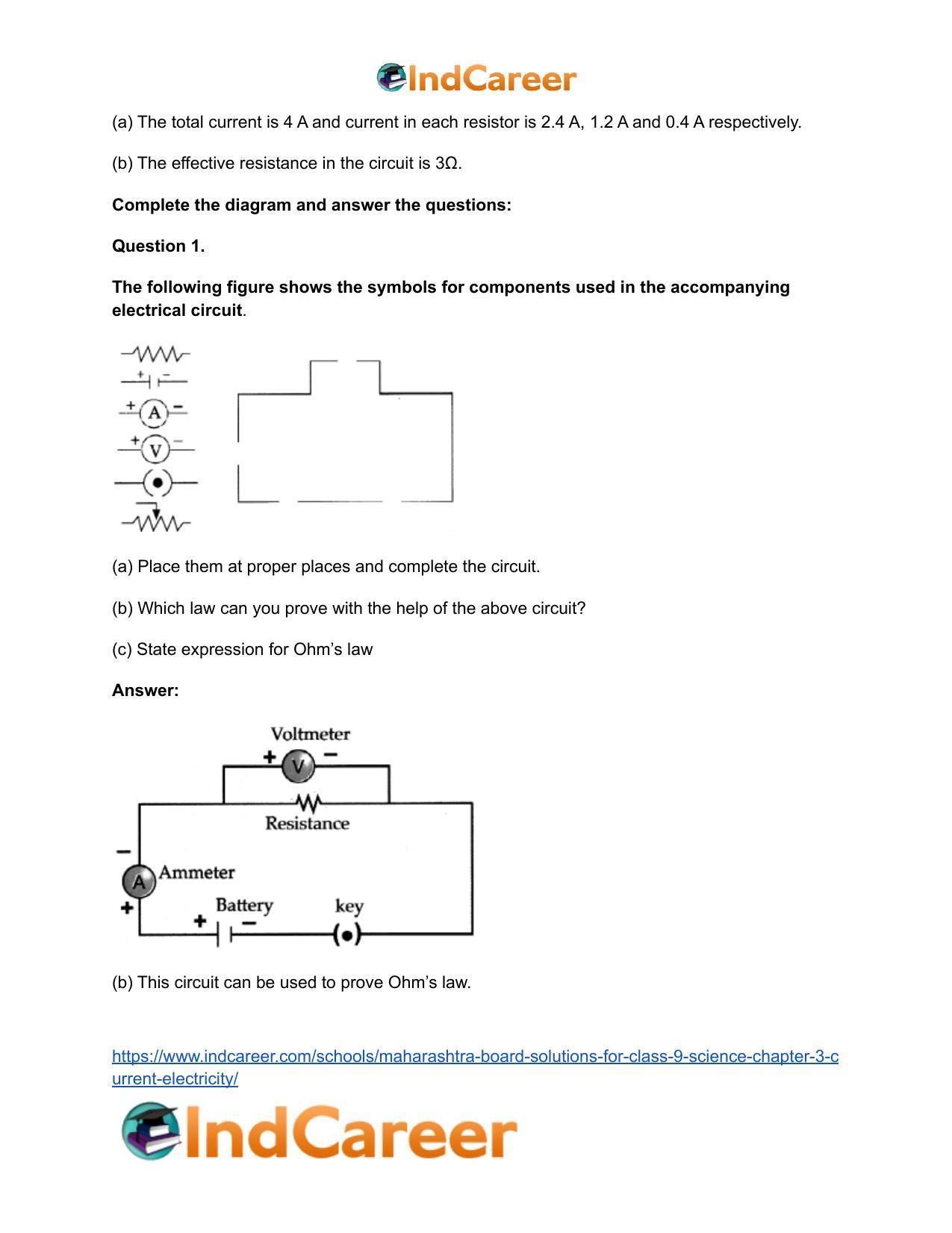 Maharashtra Board Solutions for Class 9- Science: Chapter 3- Current Electricity - Page 45