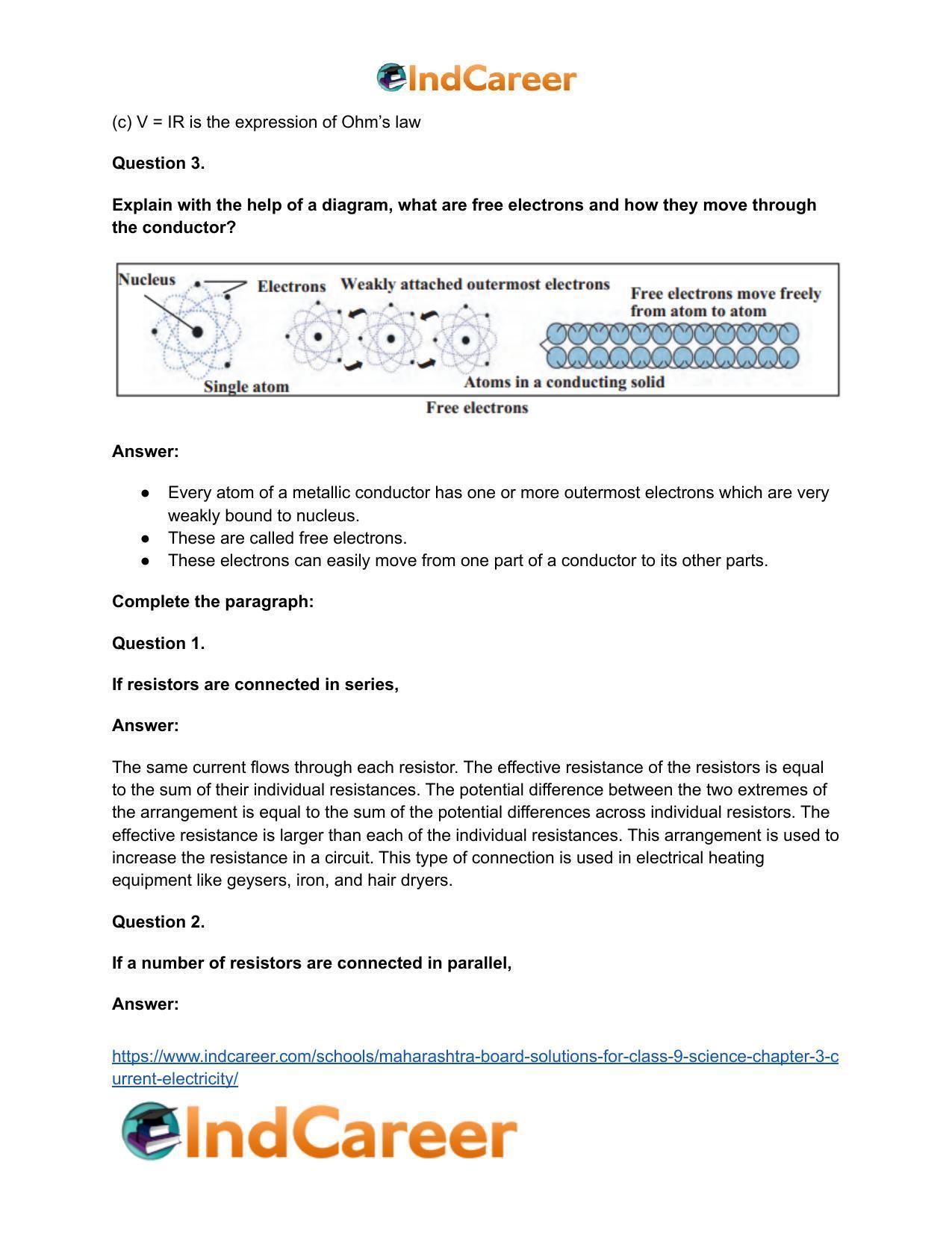 Maharashtra Board Solutions for Class 9- Science: Chapter 3- Current Electricity - Page 46