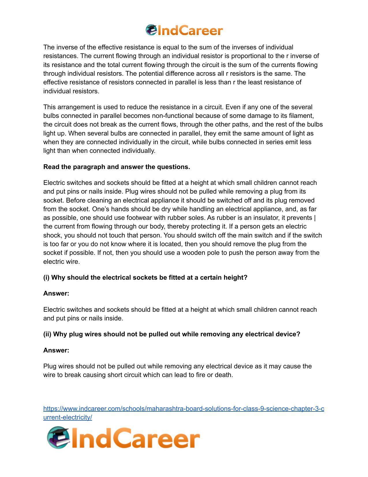 Maharashtra Board Solutions for Class 9- Science: Chapter 3- Current Electricity - Page 47
