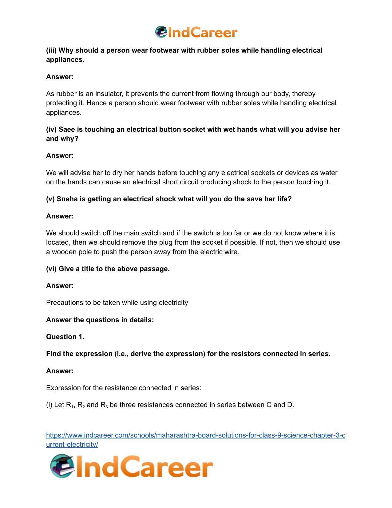 Maharashtra Board Solutions for Class 9- Science: Chapter 3- Current Electricity - Page 48