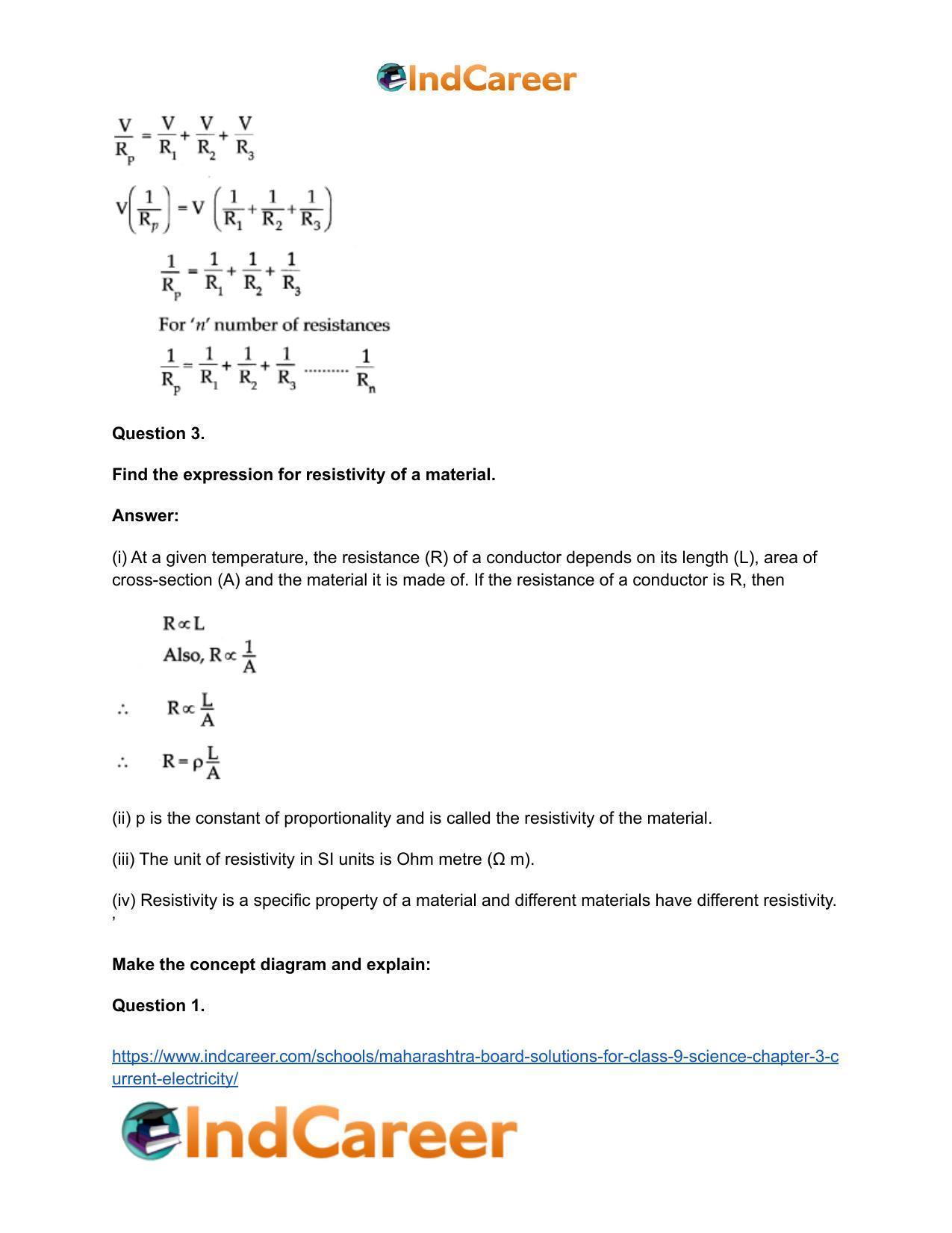 Maharashtra Board Solutions for Class 9- Science: Chapter 3- Current Electricity - Page 51