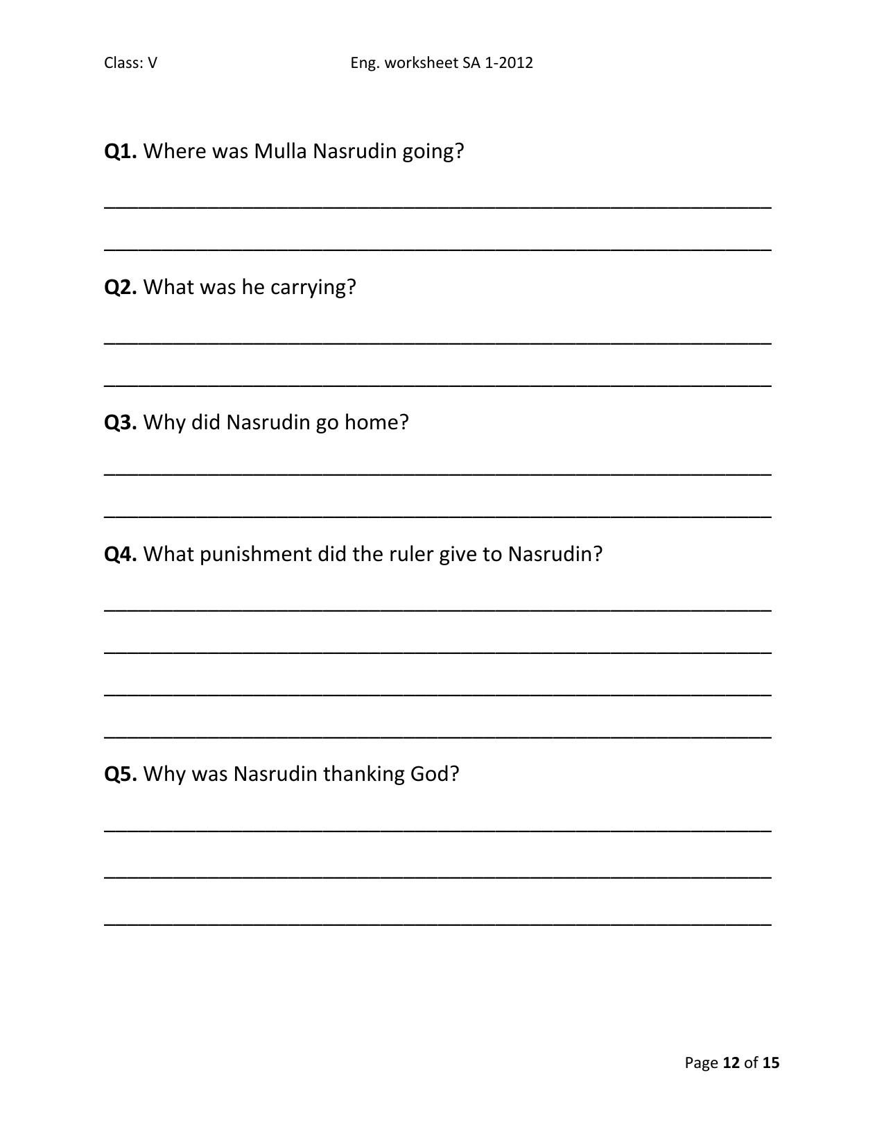 Worksheet for Class 5 English Kind of Adjectives Assignment - Page 4