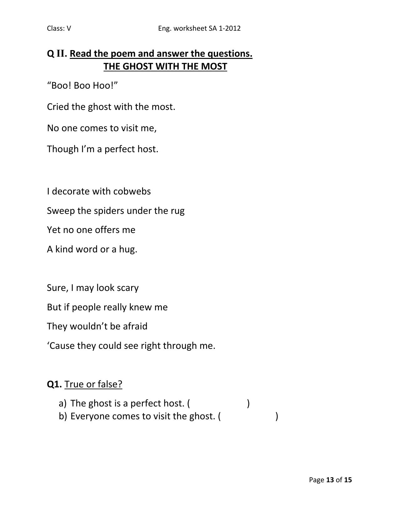 Worksheet for Class 5 English Kind of Adjectives Assignment - Page 5