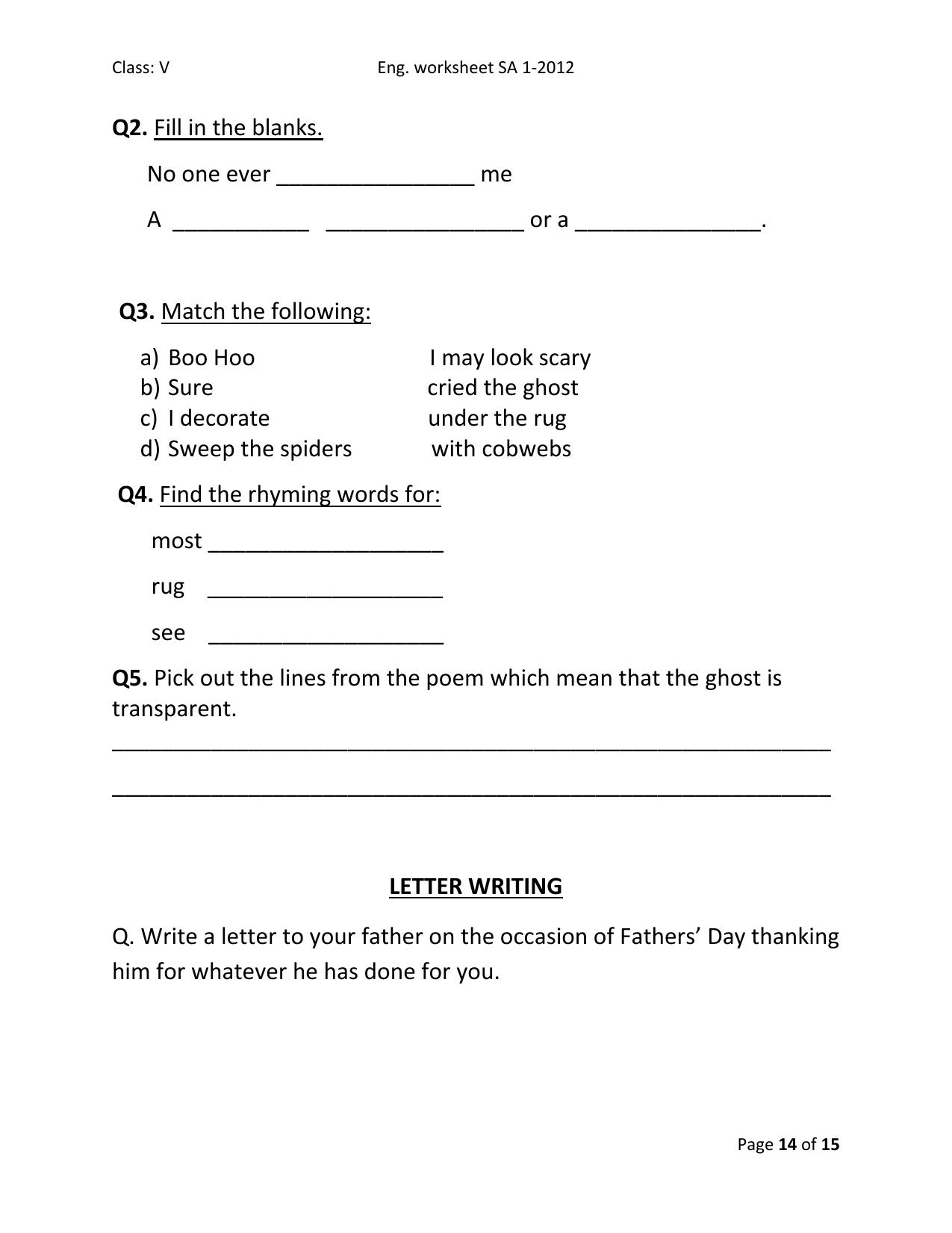 Worksheet for Class 5 English Kind of Adjectives Assignment - Page 6