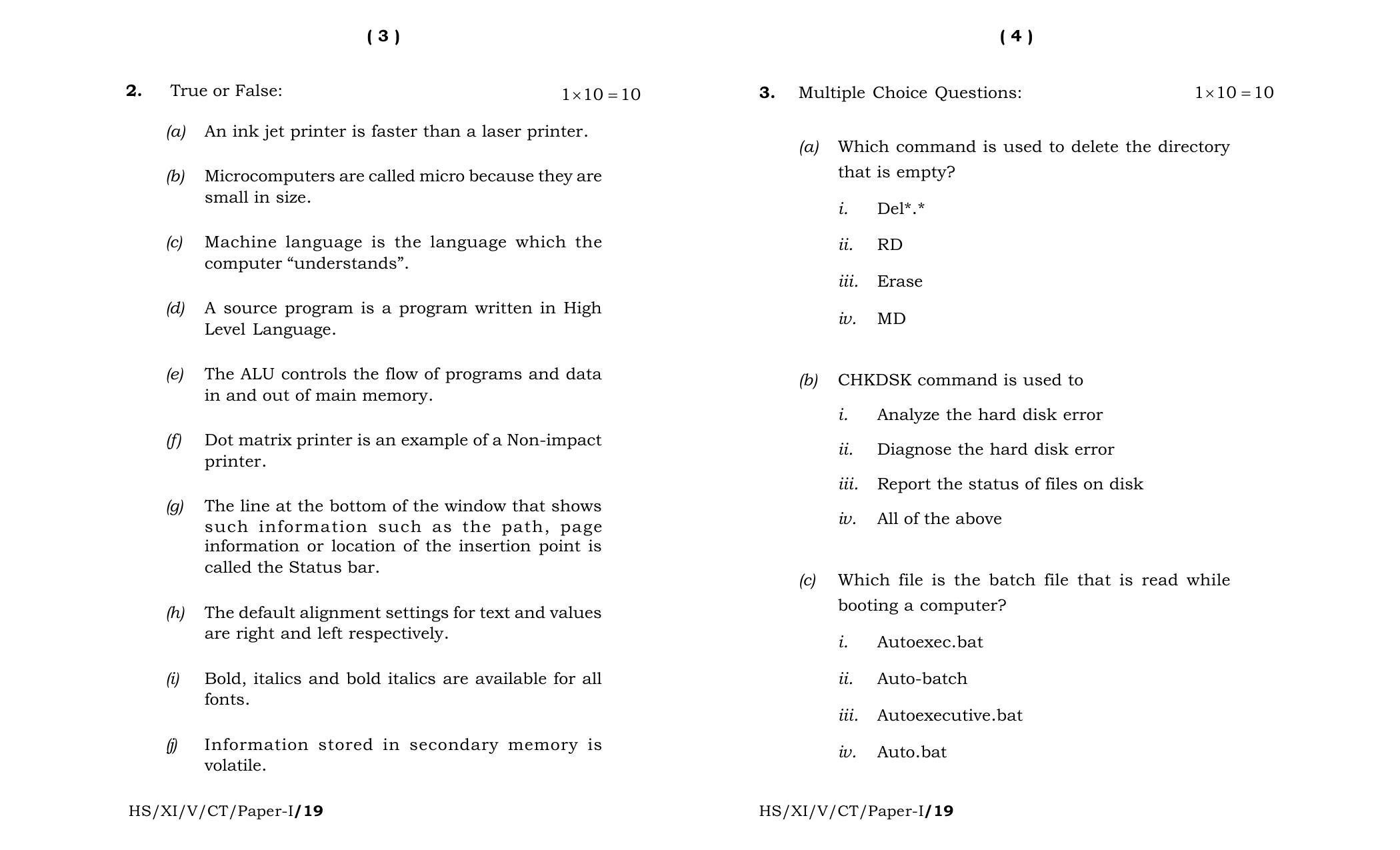 Meghalaya Board (MBOSE) Class 11 Computer_Technique__Paper_-I_ 2019 Question Paper - Page 2