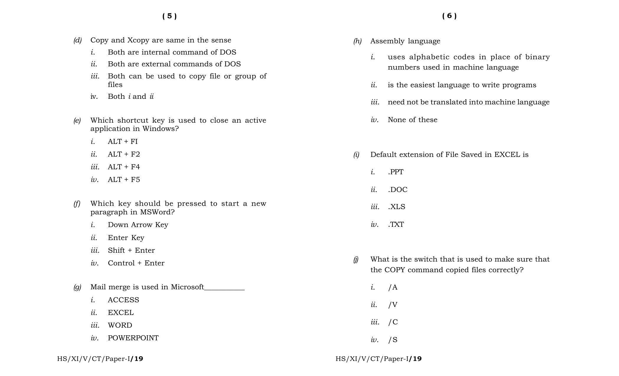 Meghalaya Board (MBOSE) Class 11 Computer_Technique__Paper_-I_ 2019 Question Paper - Page 3