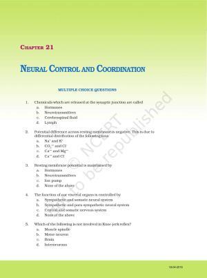NCERT Exemplar Book for Class 11 Biology: Chapter 21 Neural Control and Coordination