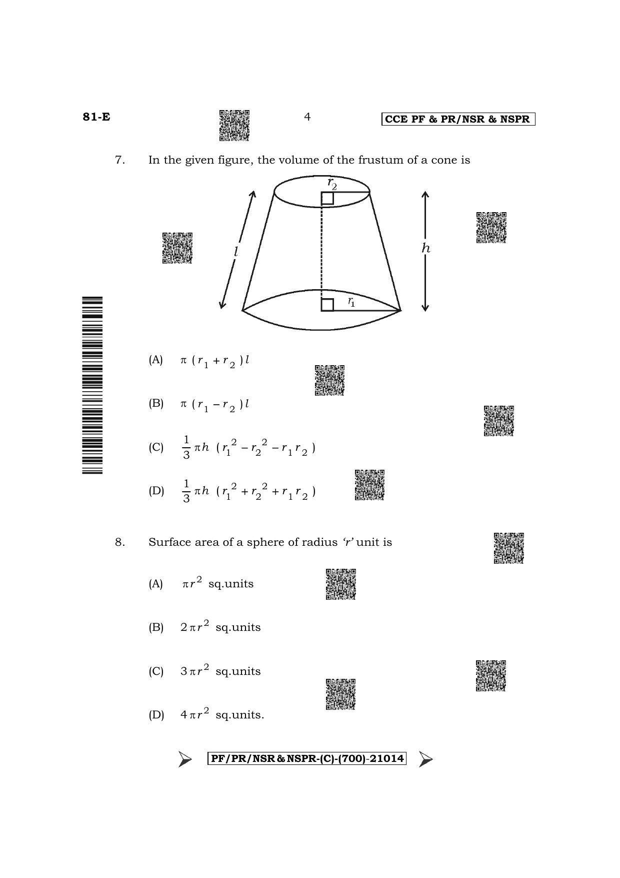 Karnataka SSLC Mathematics - English Medium Question Paper 2022 (C Version) - Page 4