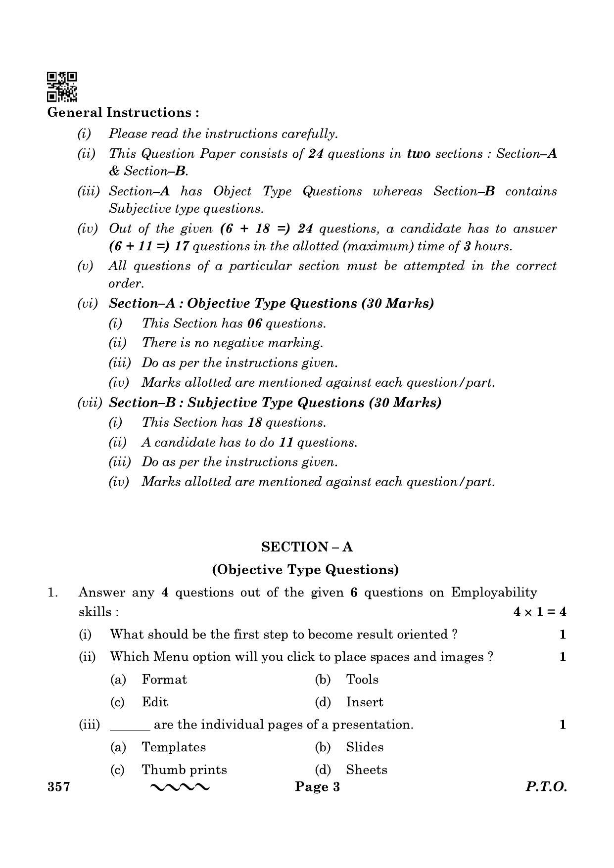 CBSE Class 12 357 Business Administration 2023 Question Paper - Page 3