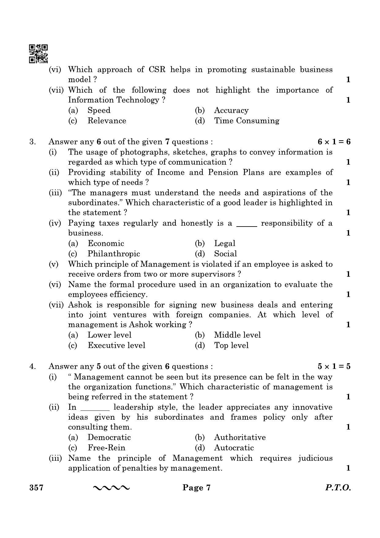 CBSE Class 12 357 Business Administration 2023 Question Paper - Page 7
